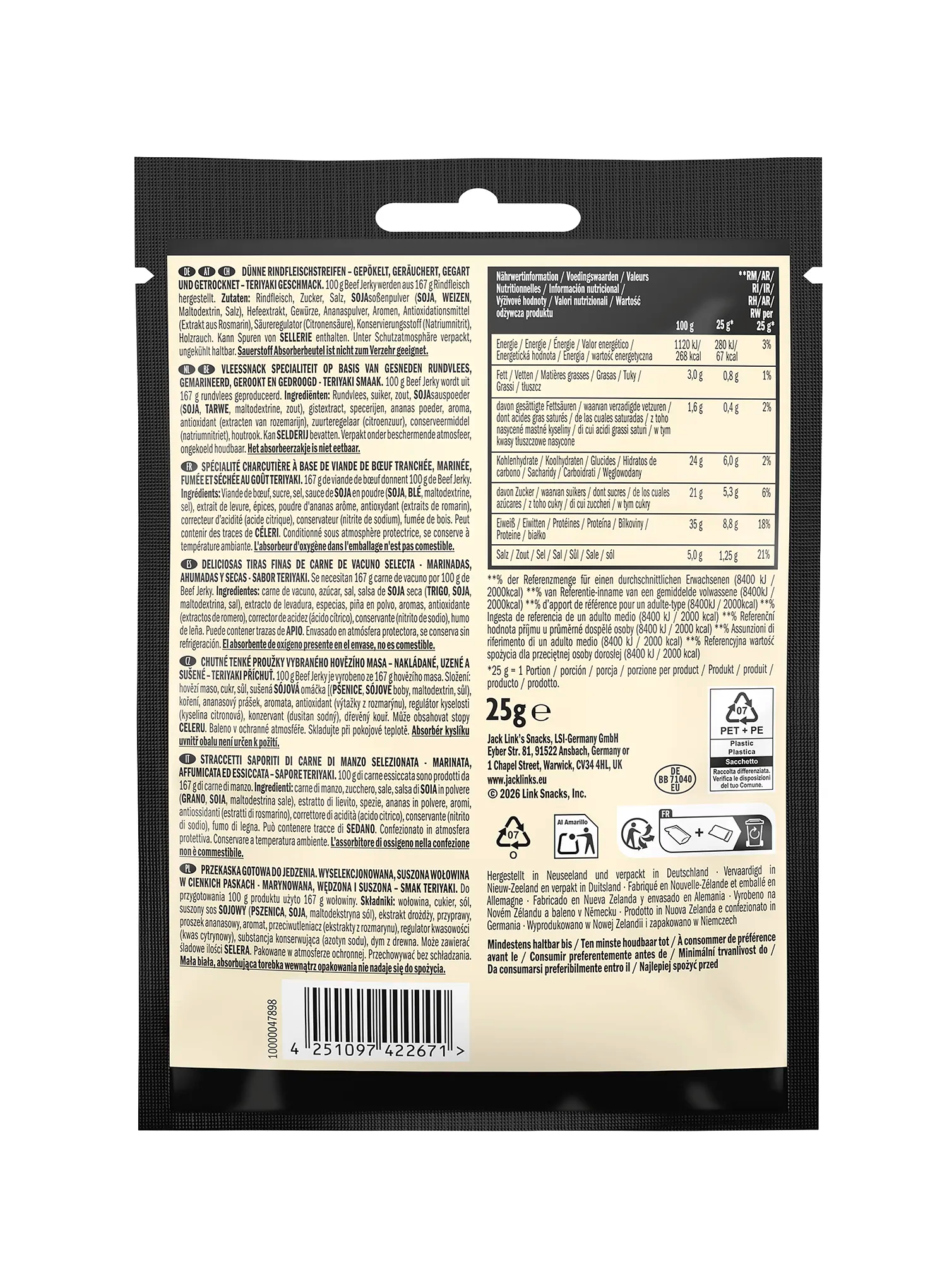 Sušené hovězí maso Jack Link's X MrBeast Beef Jerky Teriyaki 25 g