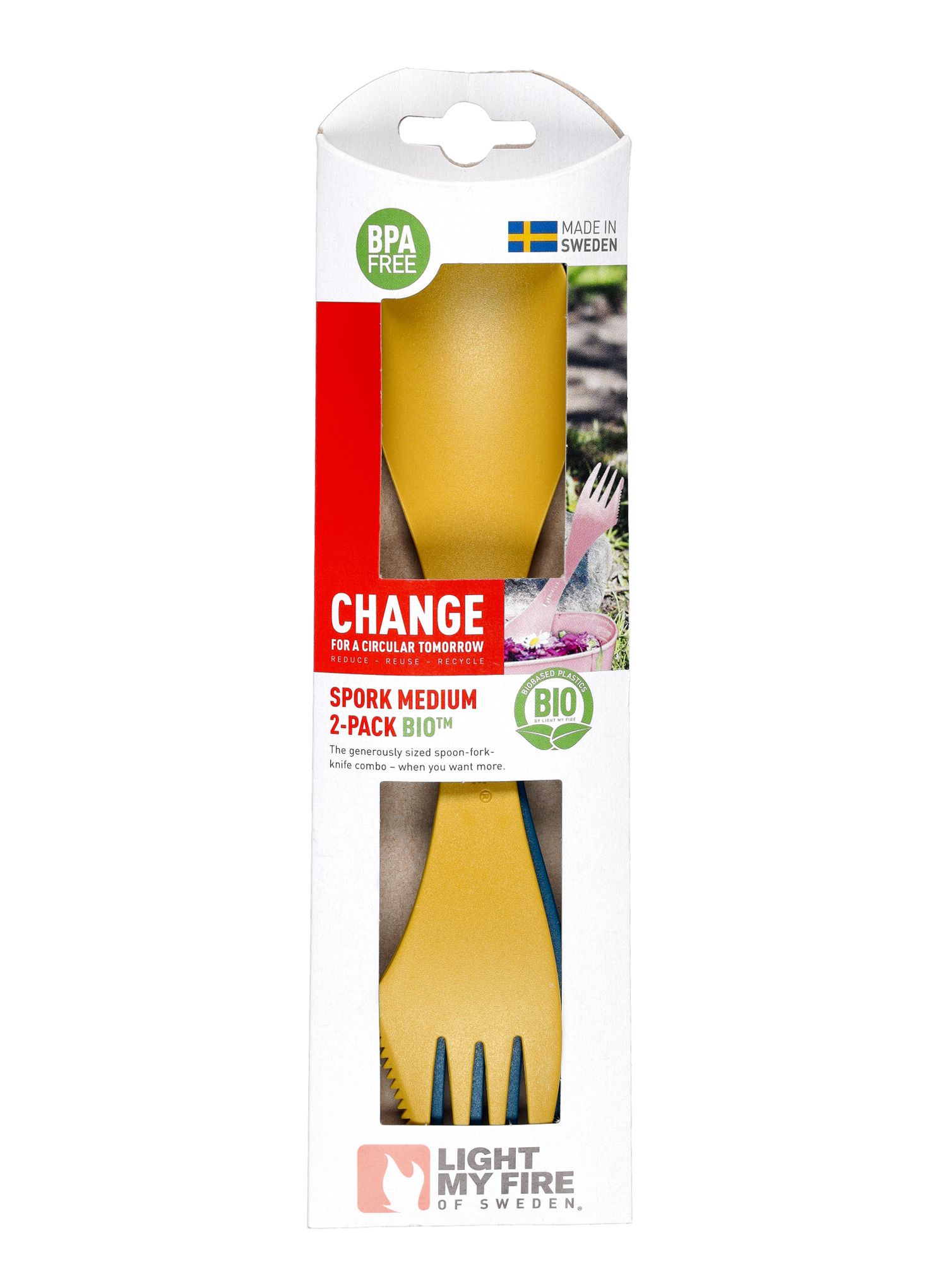 Příbory Light My Fire Spork Medium Bio 2 Pack - yellow/navy
