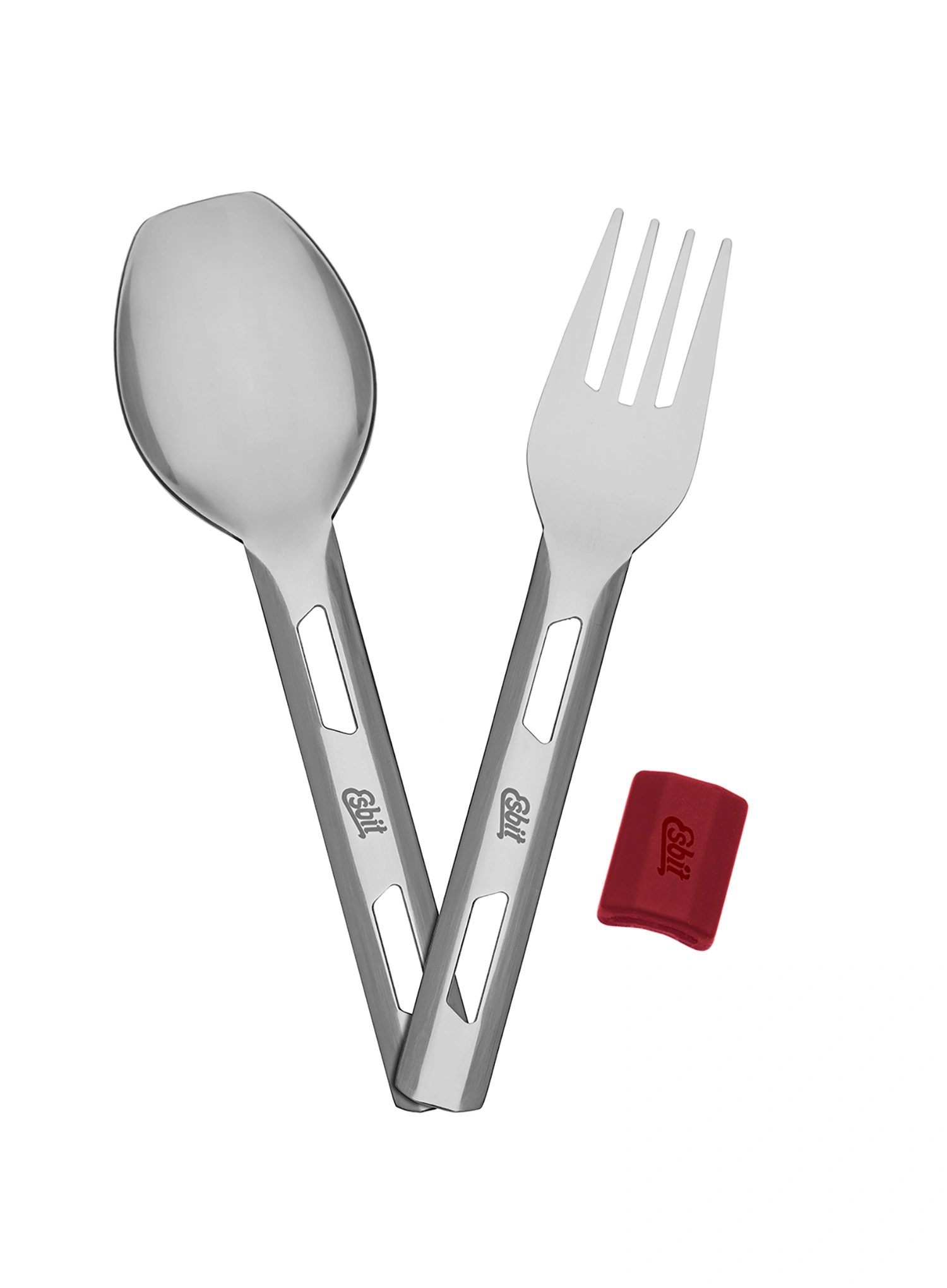 Jídelní příbor Esbit Cutlery Set Incl. Silicone Band S - burgundy