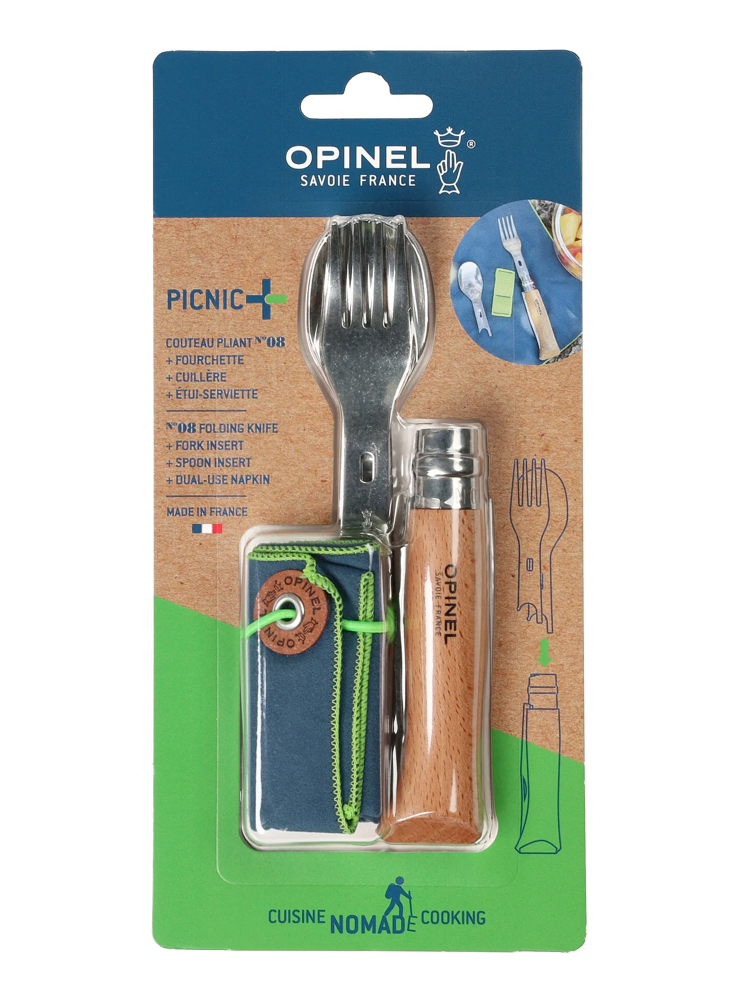 Jídelní příbor Opinel Nomad Picnic Plus + N°08 Knife