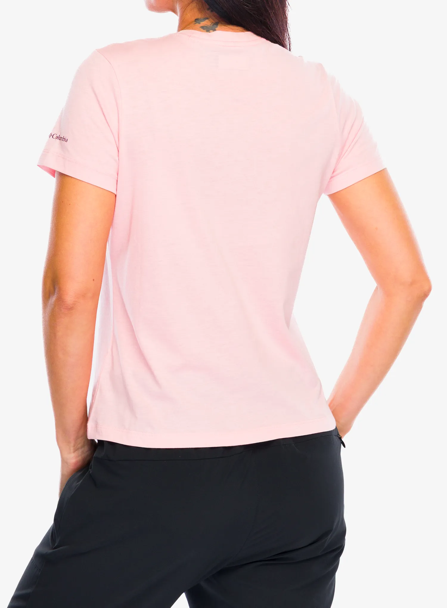 Dámské tričko Columbia Ruby Springs Graphic Fitted S/S - pink sand/get hiked