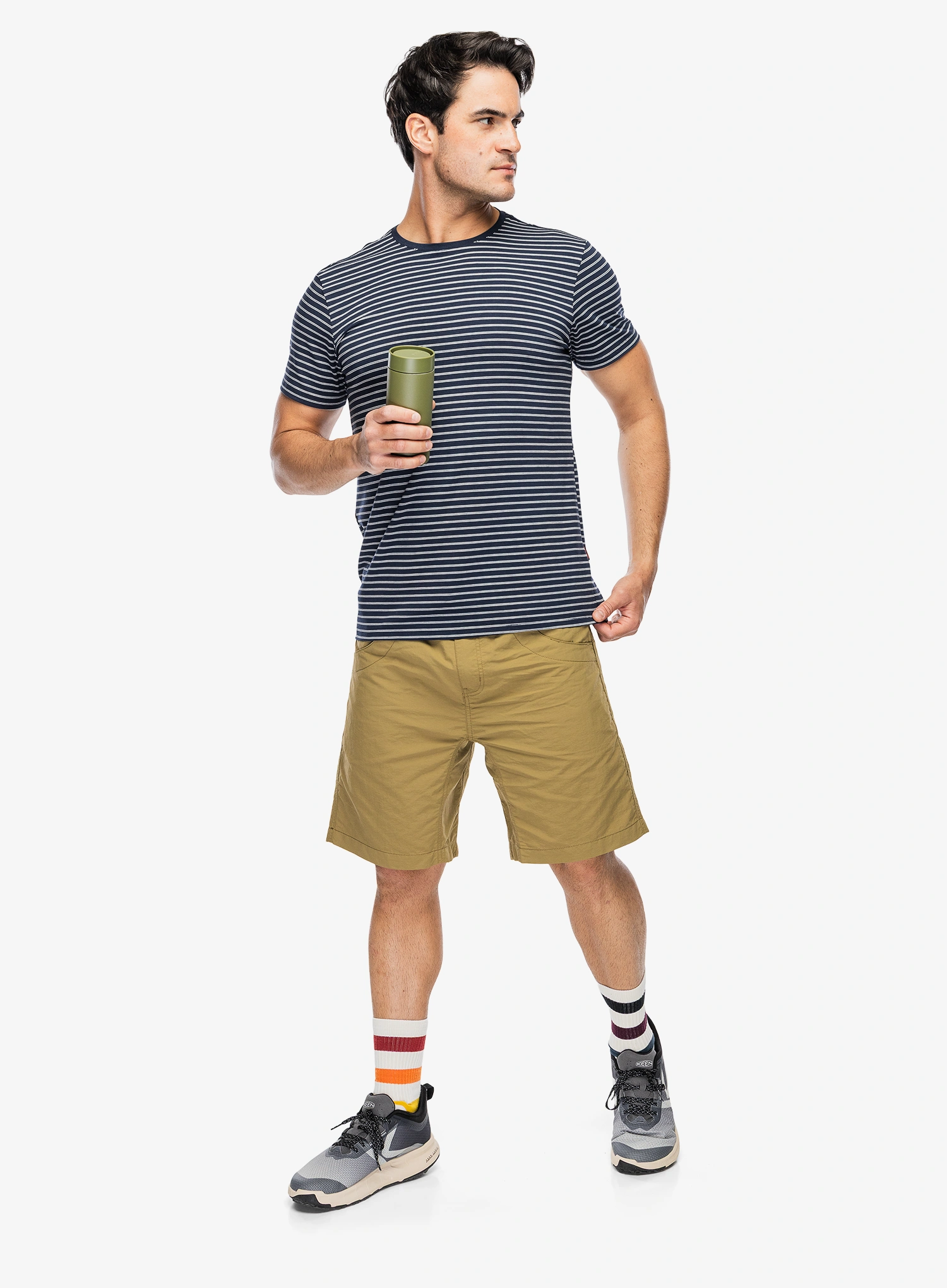 Tričko Dovre O-neck T-shirt Striped - navy