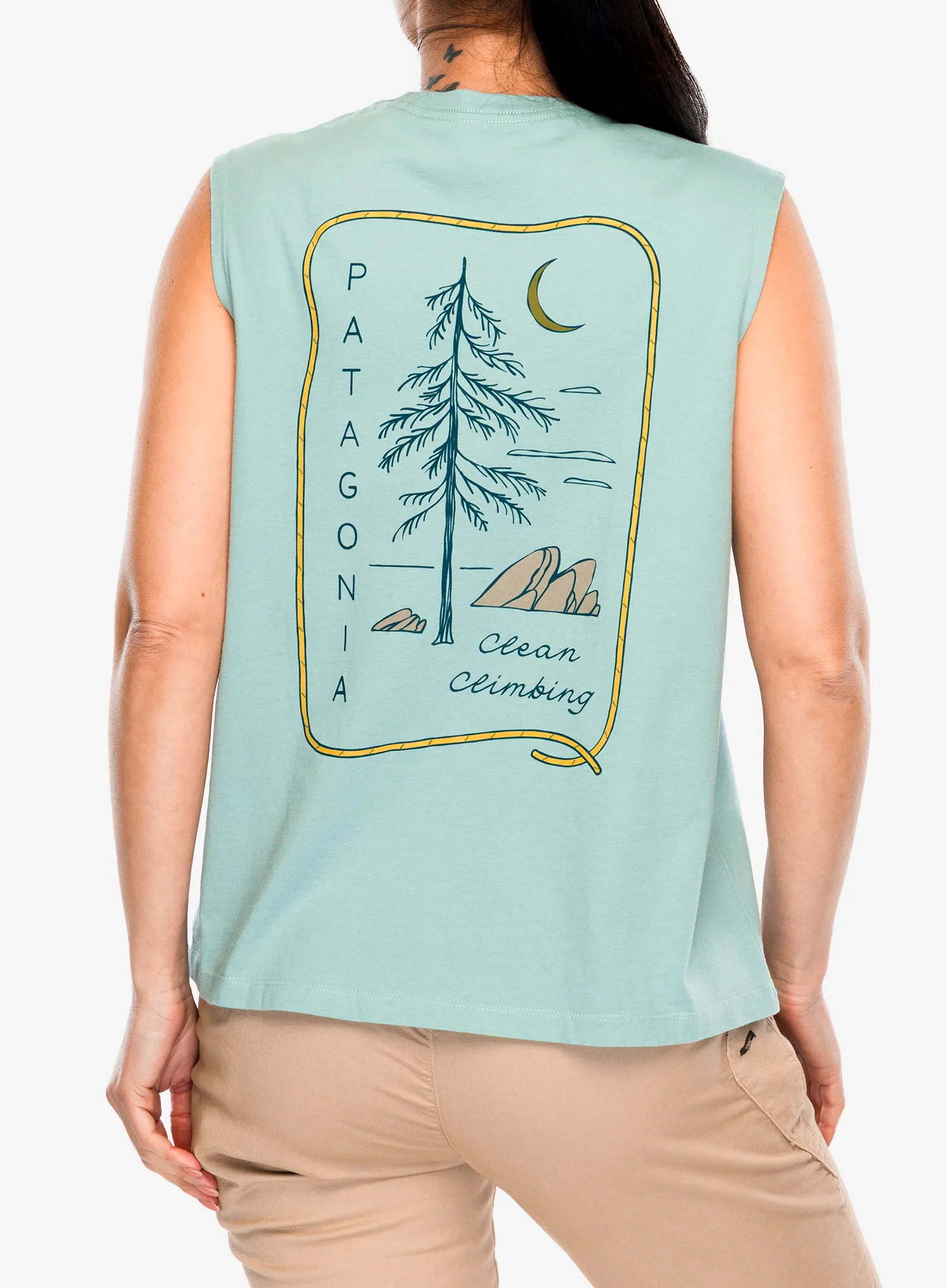 Dámský lezecký top Patagonia Clean Climb Roots Boxy Organic Tank - thermal blue