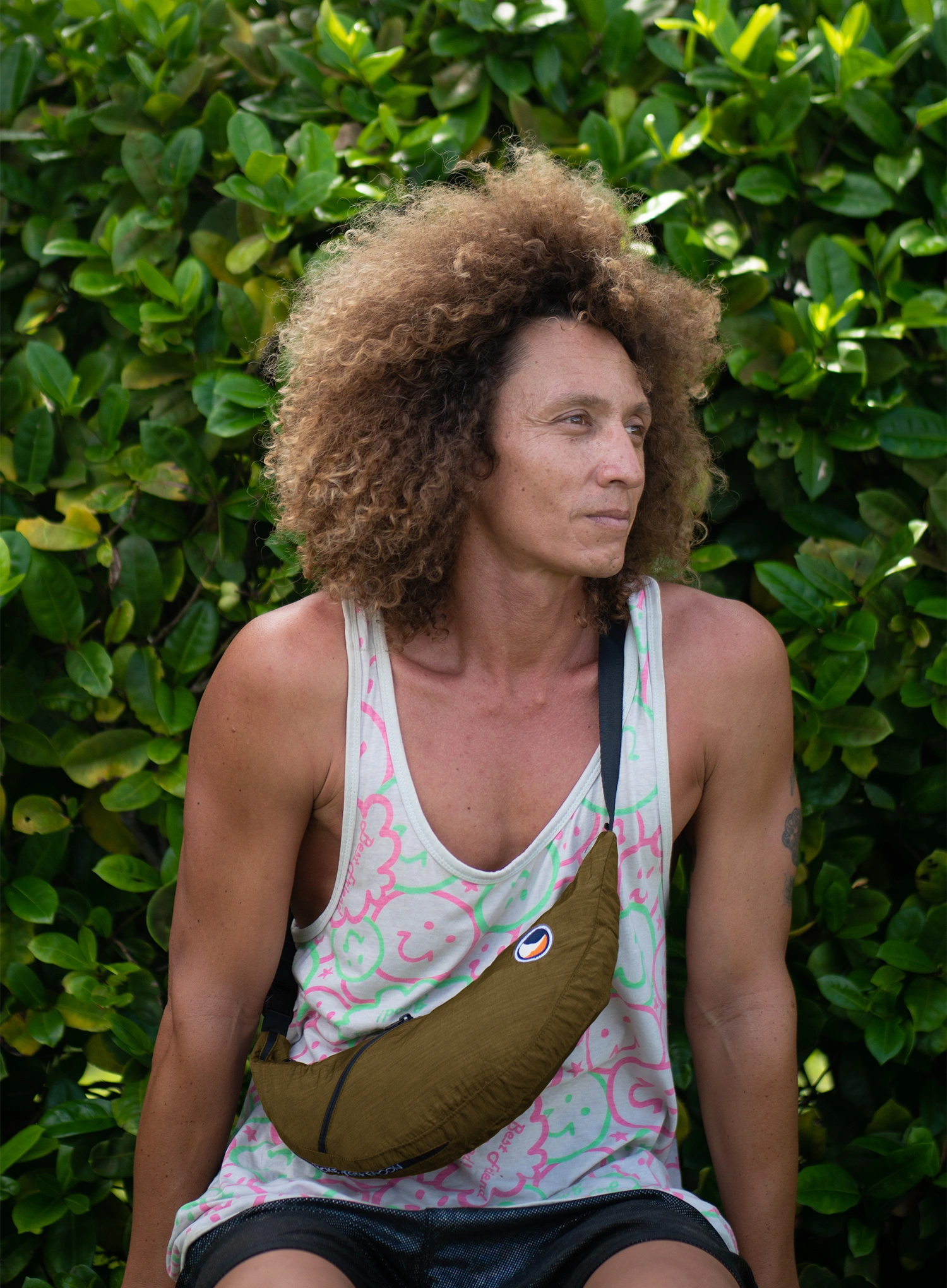 Taška Ticket To The Moon Upcycled Sling Bag - olive brown