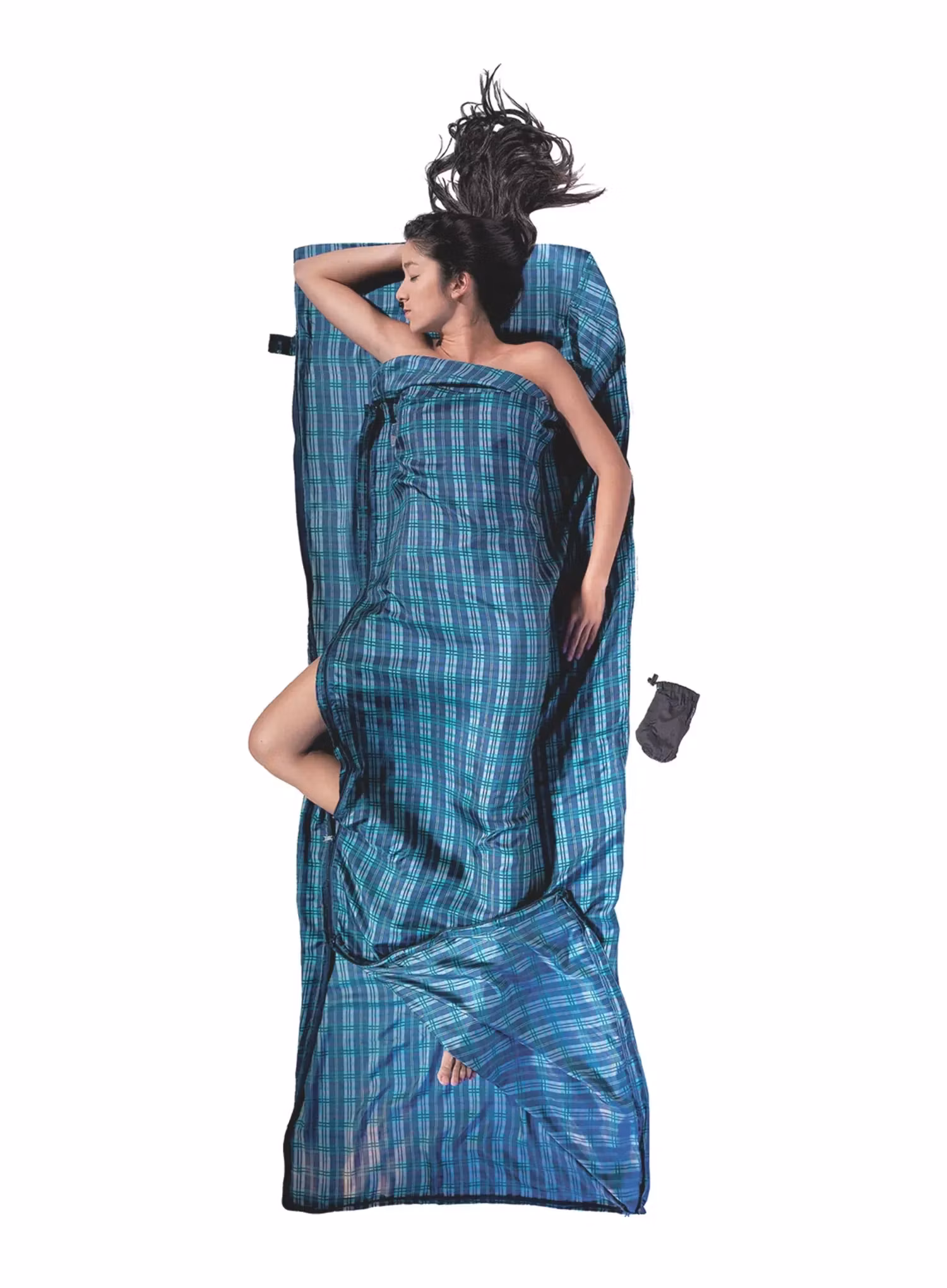 Vložka do spacáku Cocoon TravelSheet Coupler - Silk - checked silk