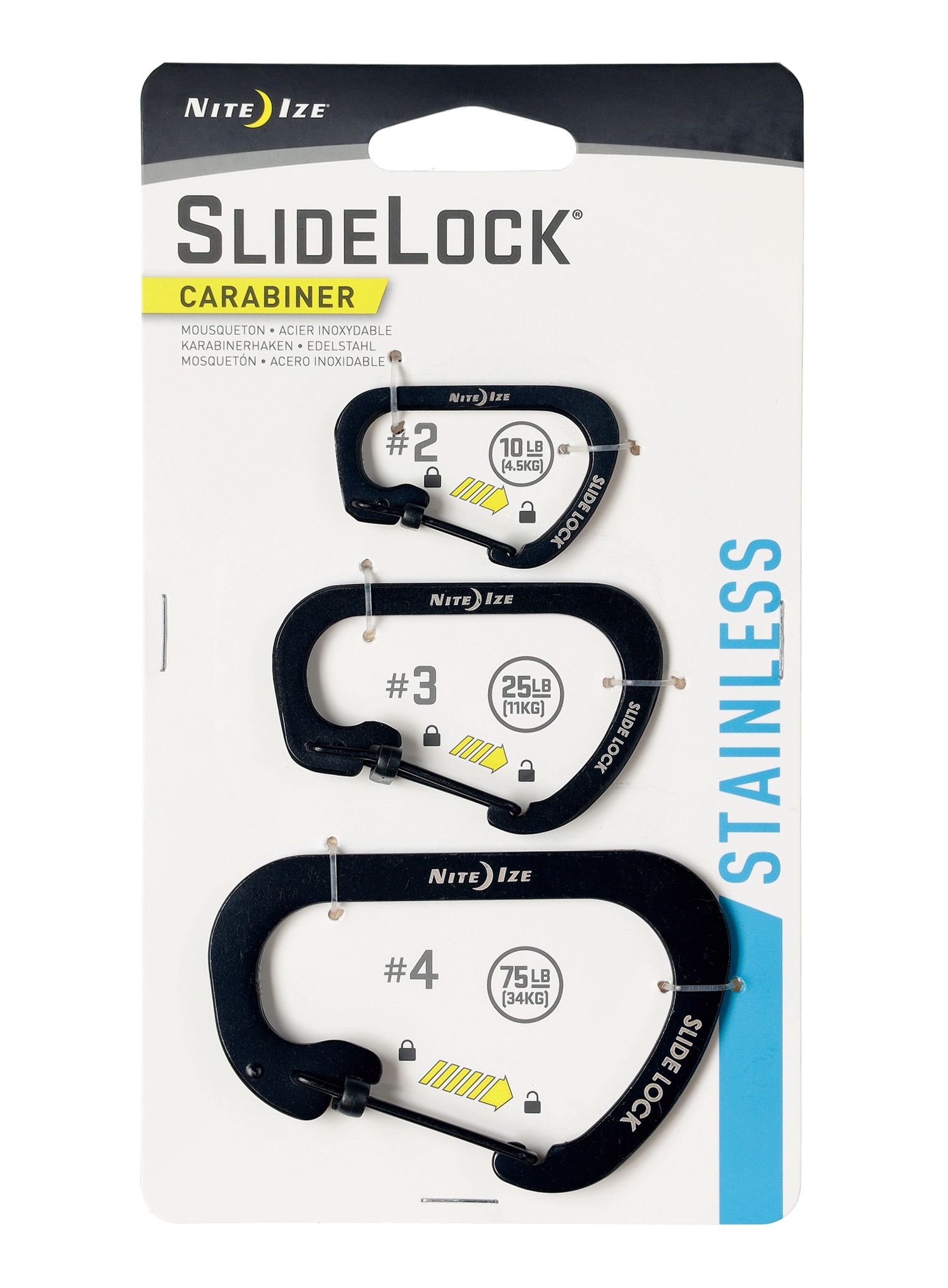 Sada karabin Nite Ize SlideLock Carabiner 2, 3, 4 - black