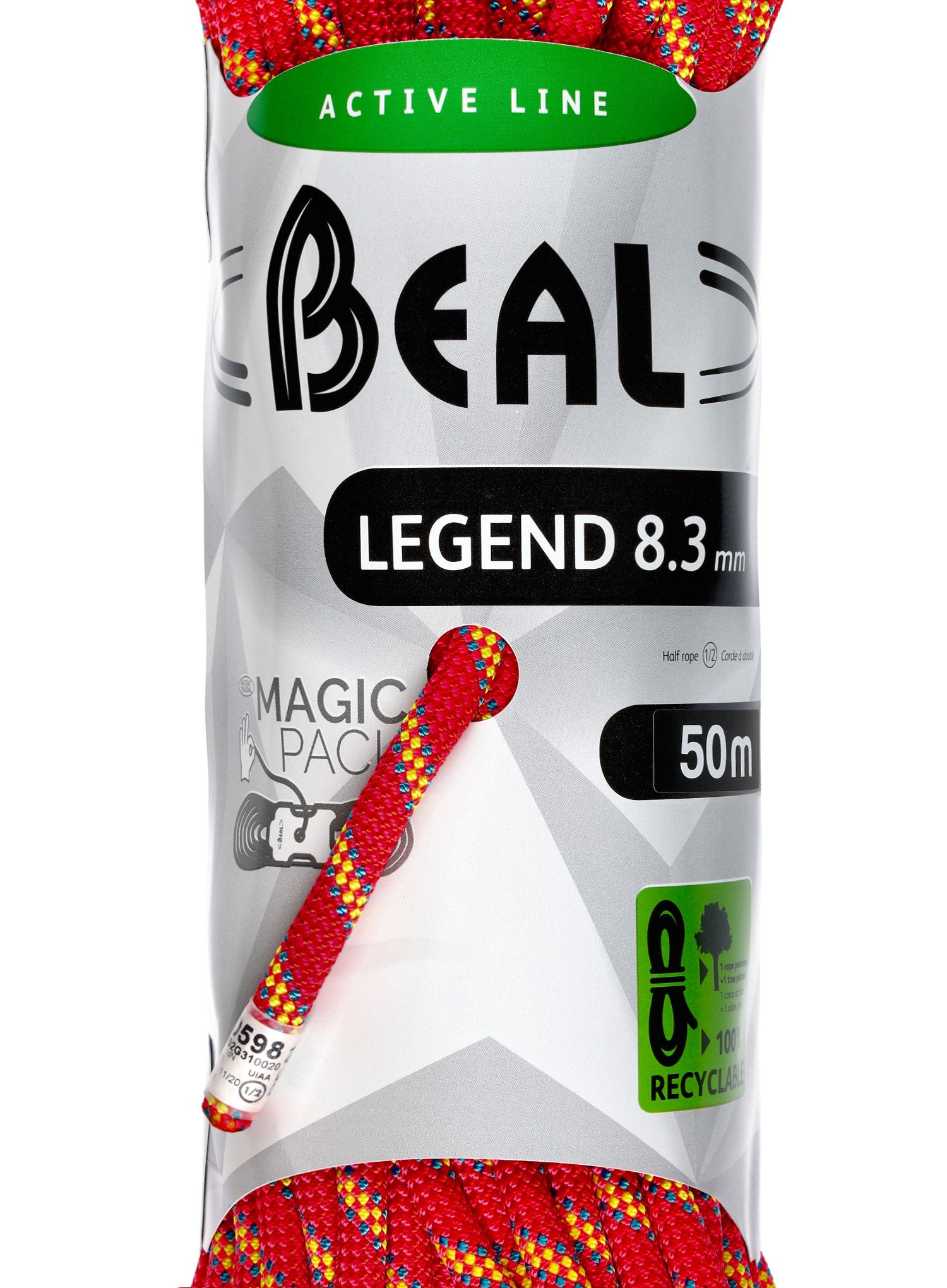 Dynamické lano Beal Legend 8,3 mm 50m x 2 - green/pink
