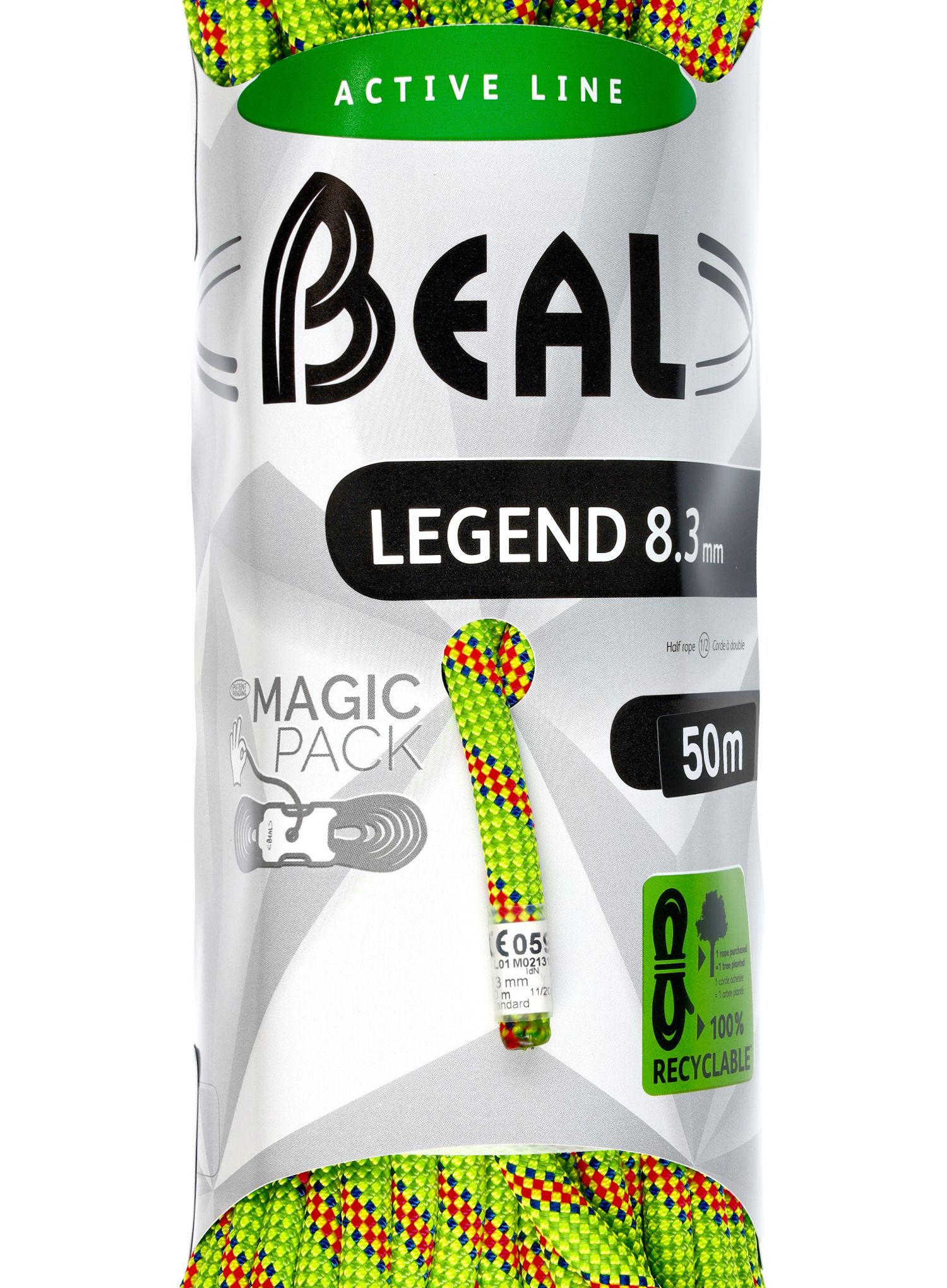 Dynamické lano Beal Legend 8,3 mm 50m x 2 - green/pink