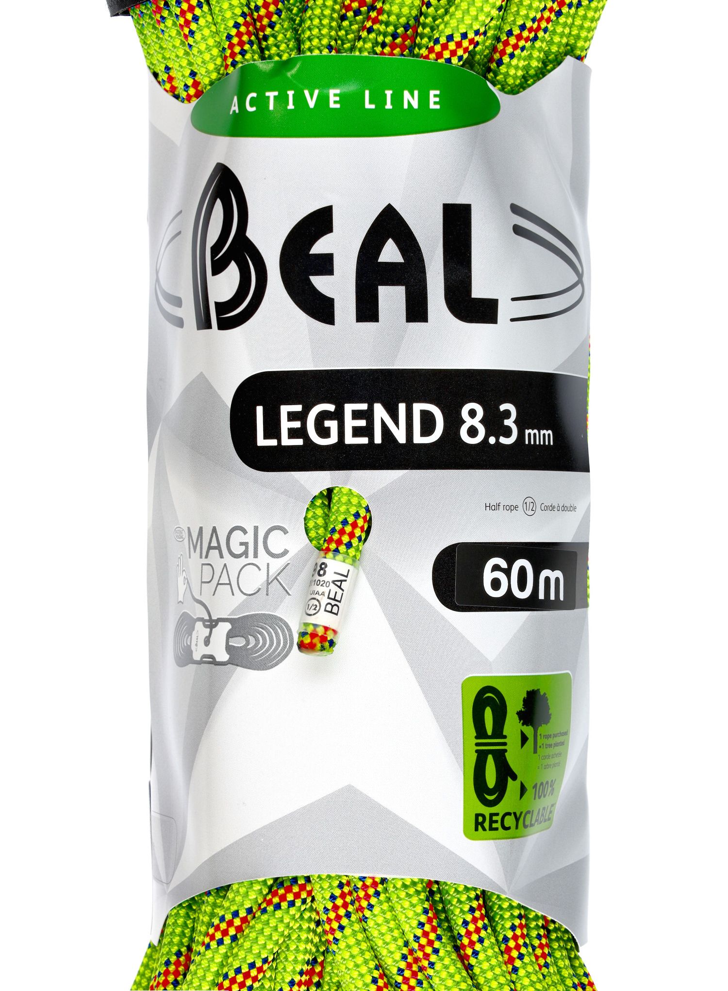Dynamické lano Beal Legend 8,3 mm 60m x 2 - green/pink